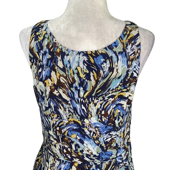 Anthropologie Moulinette Soeurs Silk Oak Apple Blue Faux Wrap Midi Dress - 12 - Picture 8 of 14